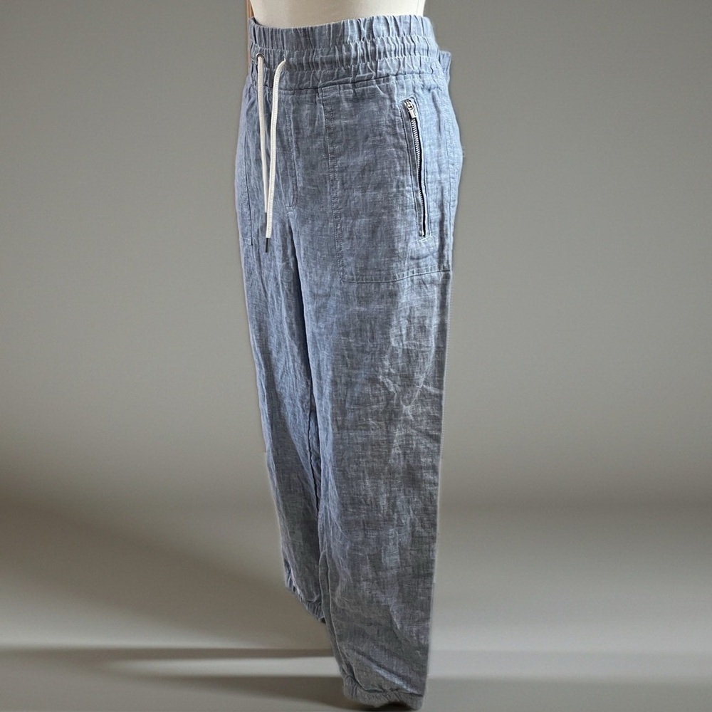 NWOT Athleta Light Blue Linen-Blend Drawstring Pants Sz 12 - Picture 5 of 12